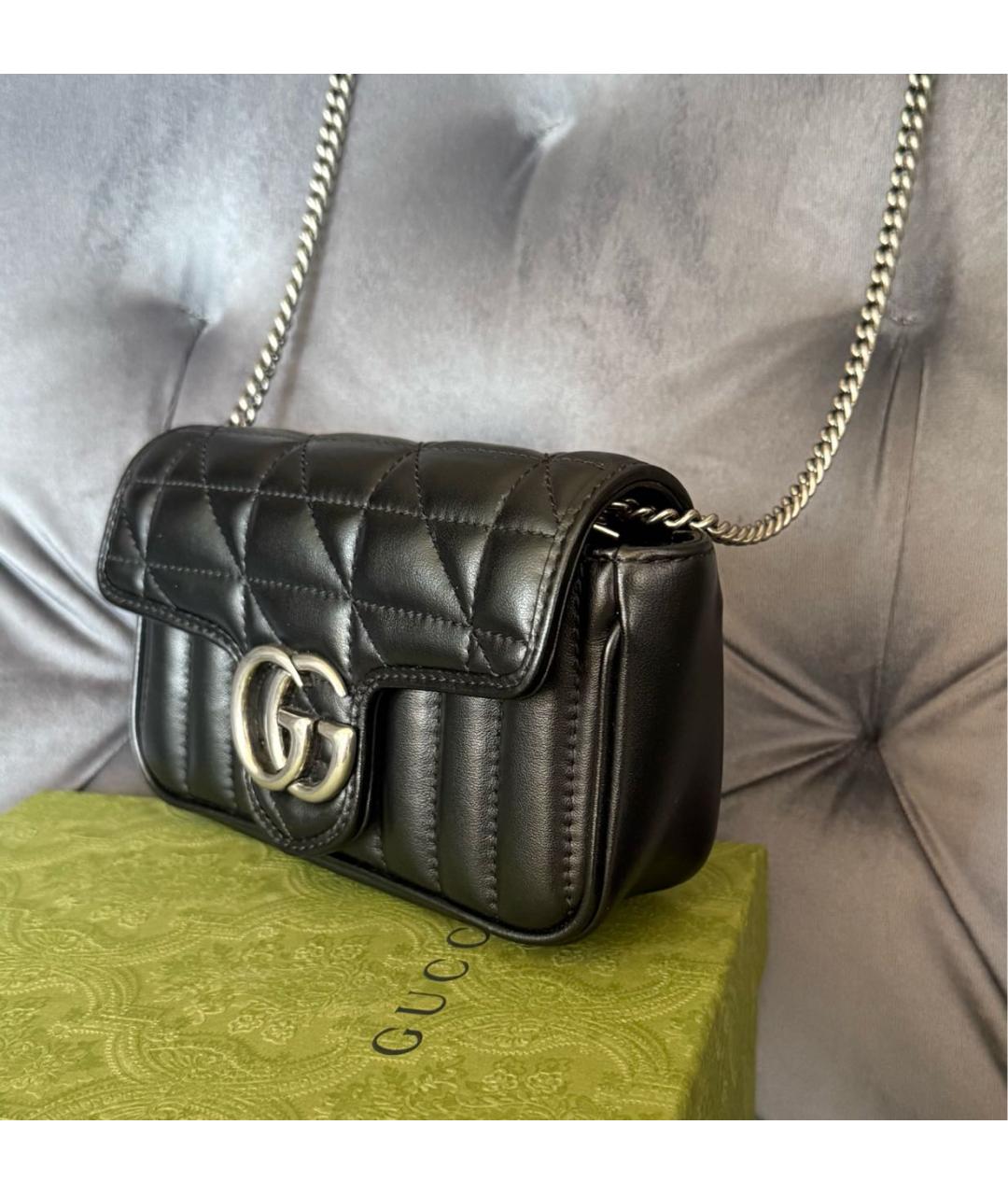 GUCCI Черная кожаная сумка через плечо, фото 2
