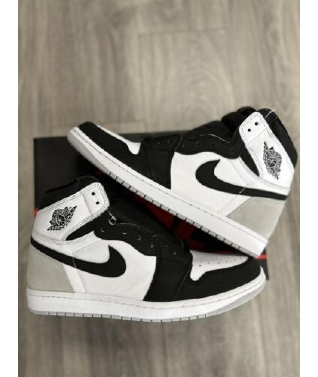 NIKE Серые кожаные высокие кроссовки / кеды, фото 2
