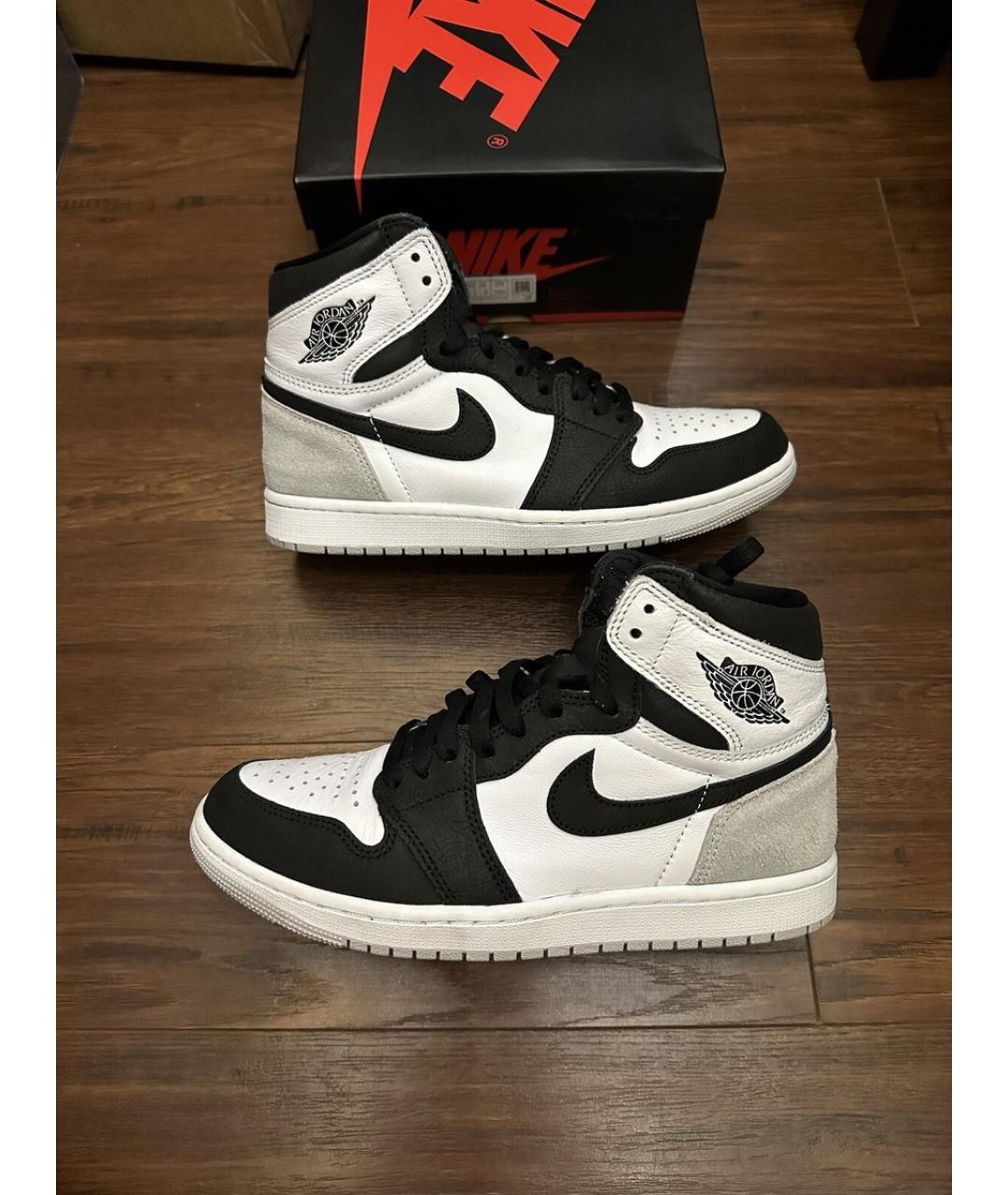 NIKE Серые кожаные высокие кроссовки / кеды, фото 3