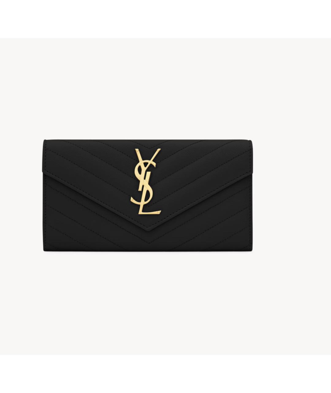SAINT LAURENT Черный кожаный кошелек, фото 5