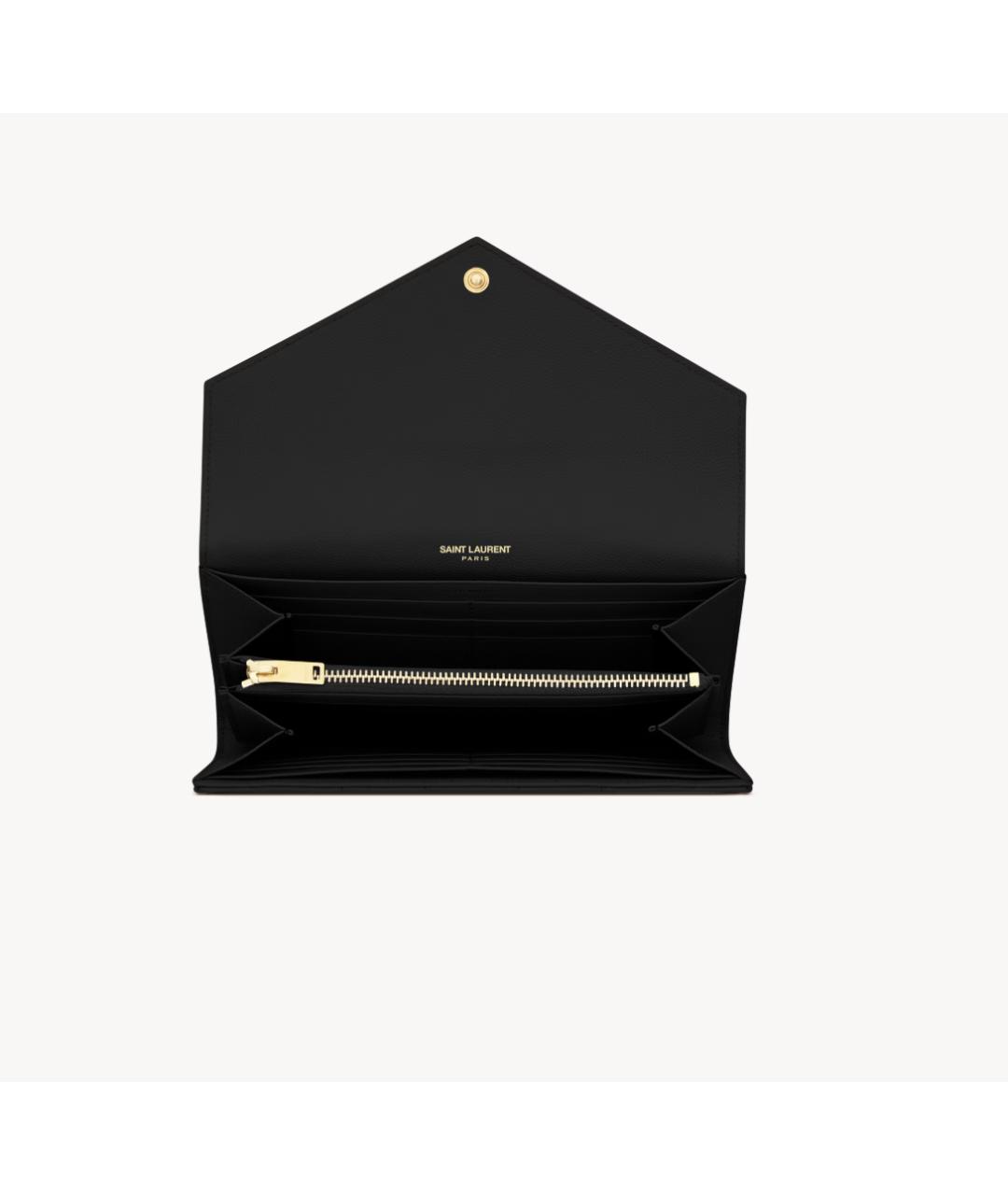 SAINT LAURENT Черный кожаный кошелек, фото 4