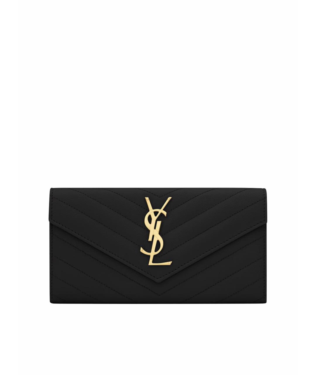 SAINT LAURENT Черный кожаный кошелек, фото 1