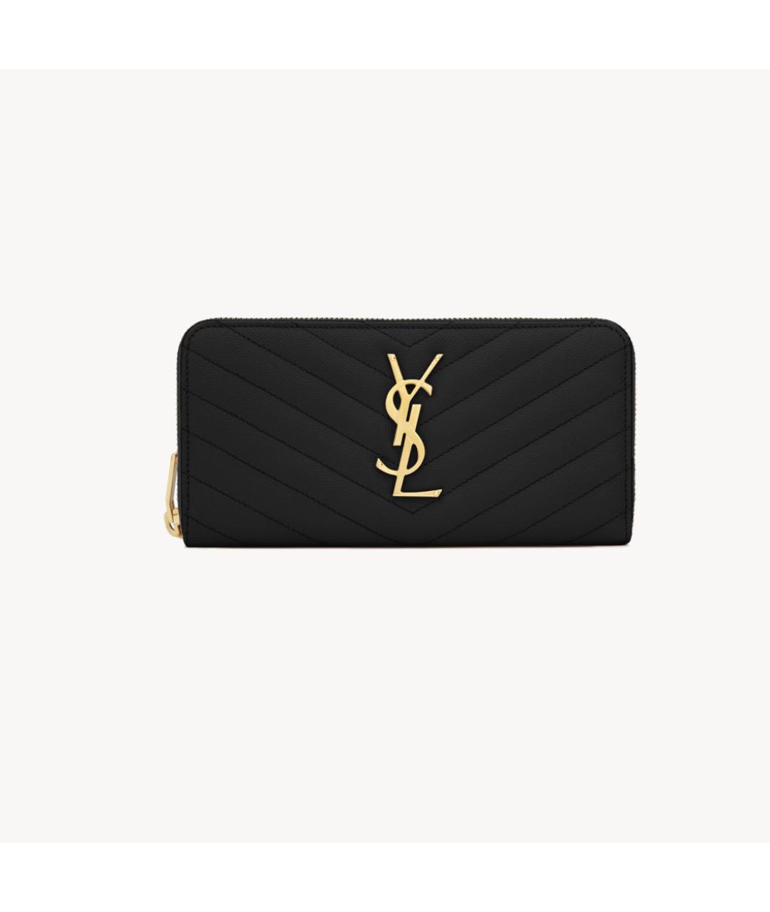SAINT LAURENT Черный кожаный кошелек, фото 5