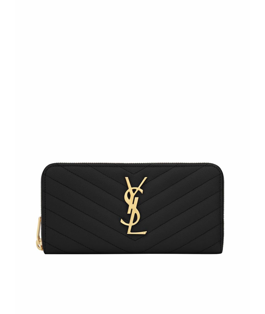 SAINT LAURENT Черный кожаный кошелек, фото 1