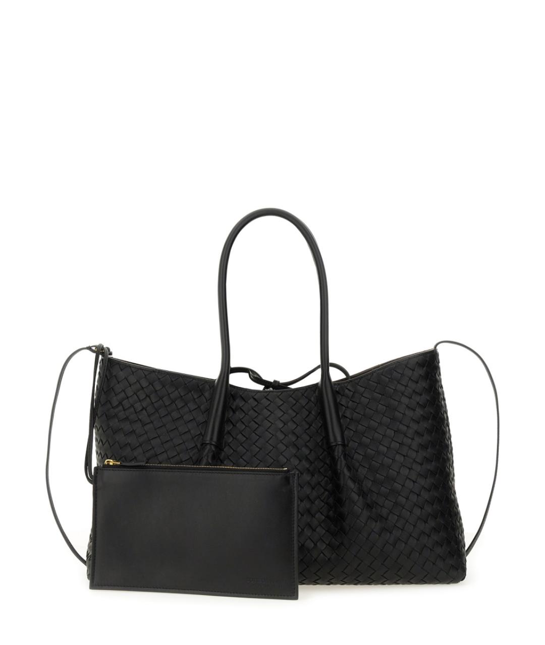 BOTTEGA VENETA Черная кожаная сумка тоут, фото 3