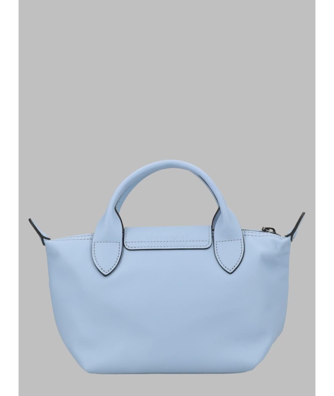 LONGCHAMP Голубая кожаная сумка с короткими ручками, фото 2