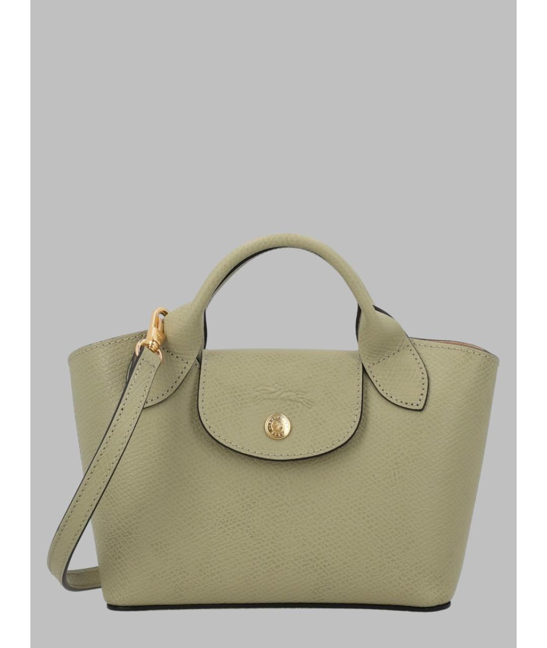 LONGCHAMP Зеленая кожаная сумка тоут, фото 3
