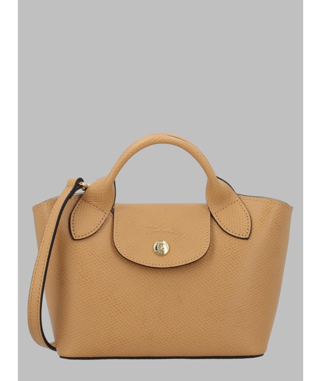 LONGCHAMP Бежевая кожаная сумка тоут, фото 3