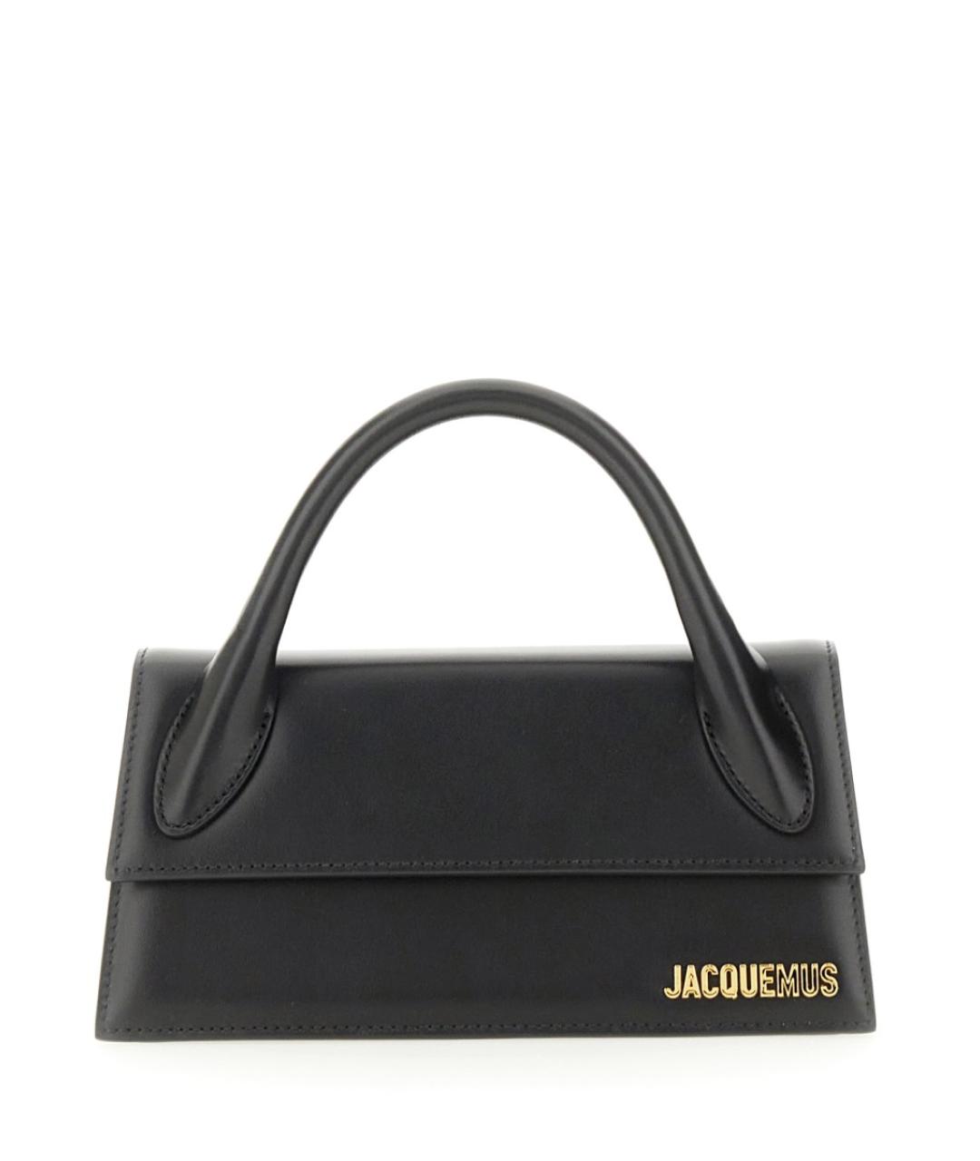 JACQUEMUS Черная кожаная сумка с короткими ручками, фото 1