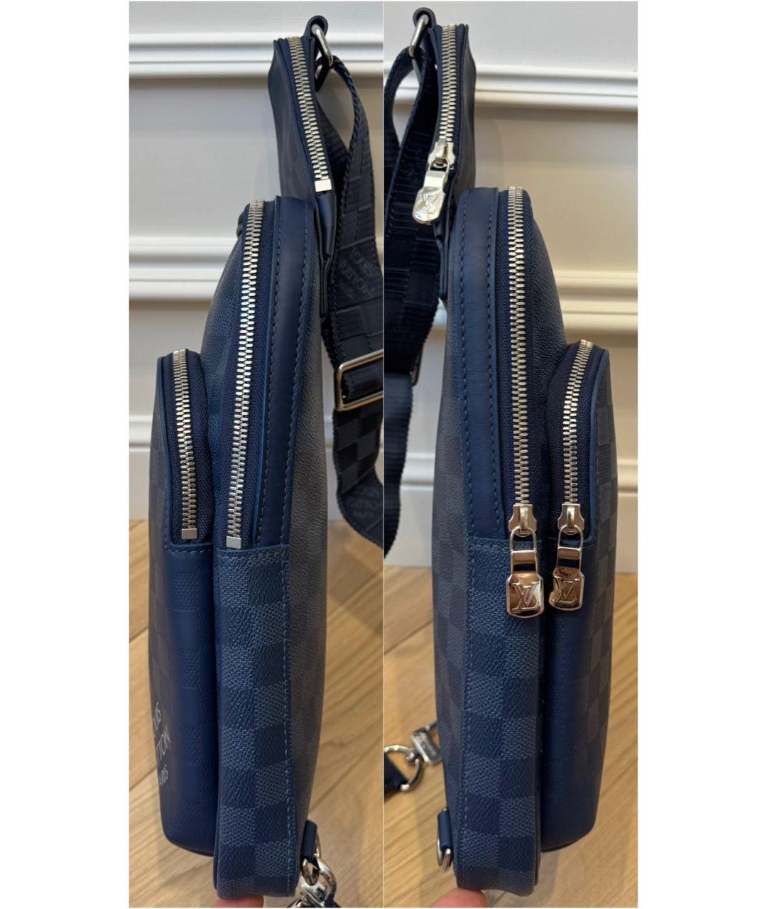 LOUIS VUITTON Темно-синяя кожаная сумка на плечо, фото 3