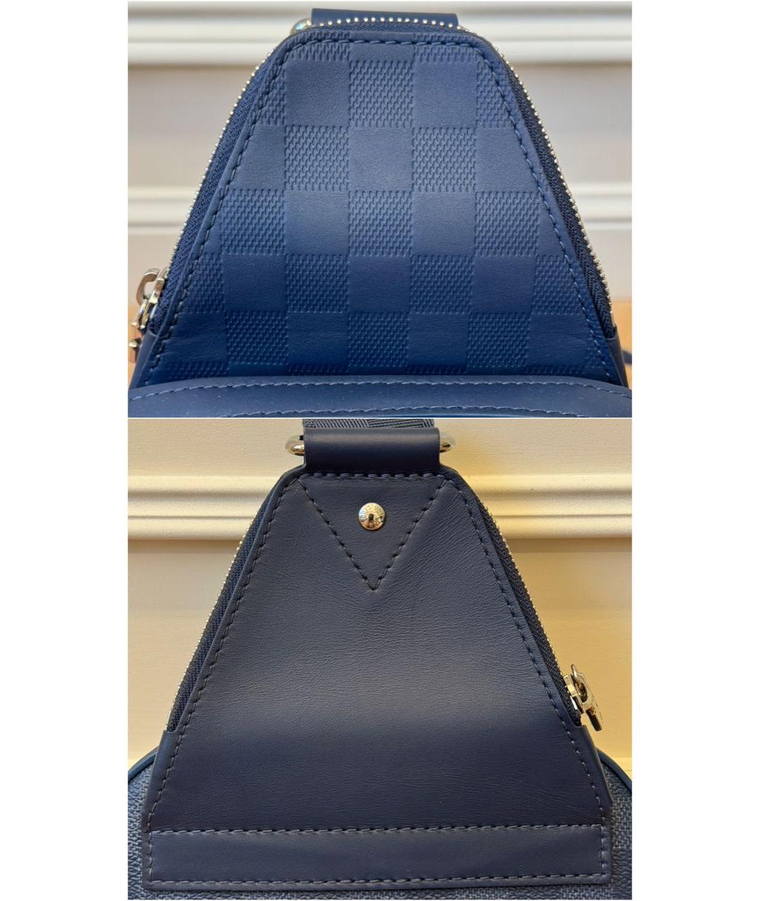 LOUIS VUITTON Темно-синяя кожаная сумка на плечо, фото 4