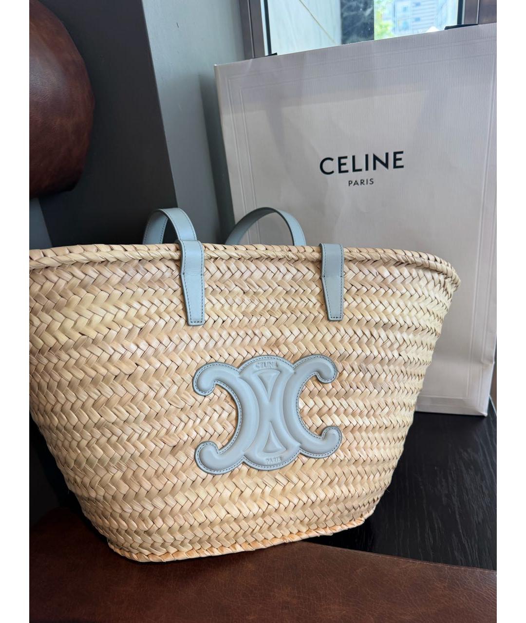 CELINE Бежевая плетеная пляжная сумка, фото 2