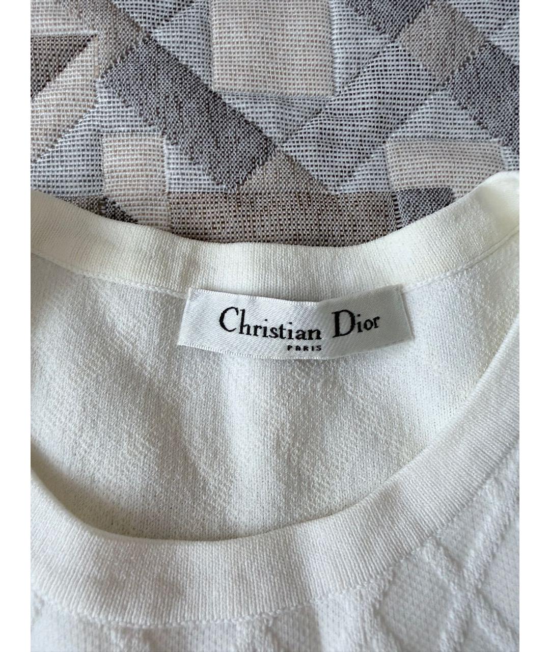 CHRISTIAN DIOR Белое вискозное повседневное платье, фото 3