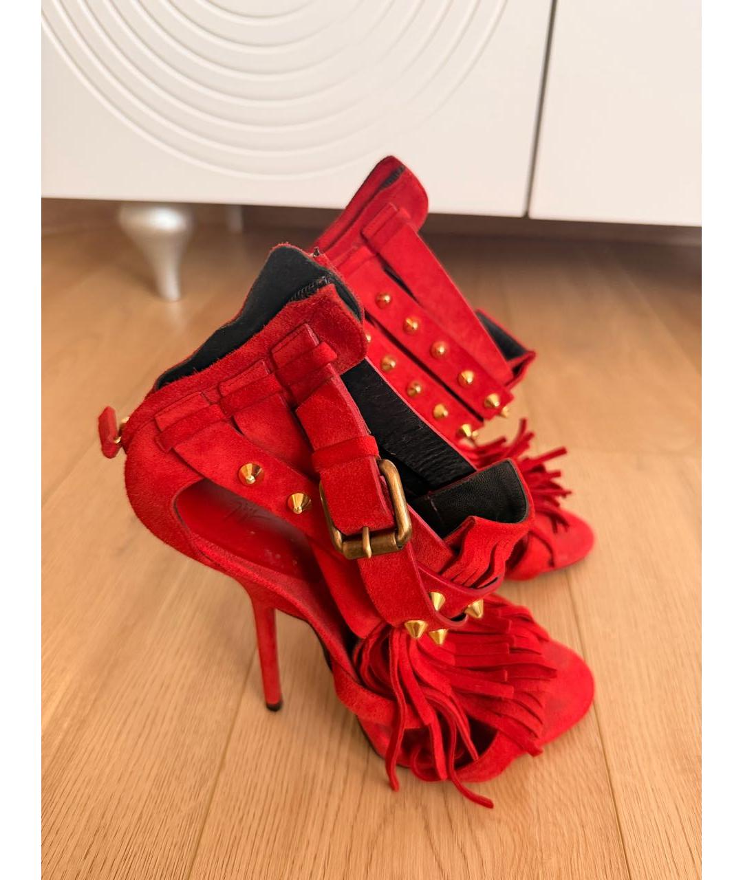 GIUSEPPE ZANOTTI DESIGN Красные замшевые босоножки, фото 3