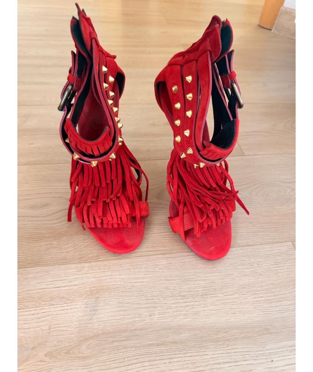 GIUSEPPE ZANOTTI DESIGN Красные замшевые босоножки, фото 2
