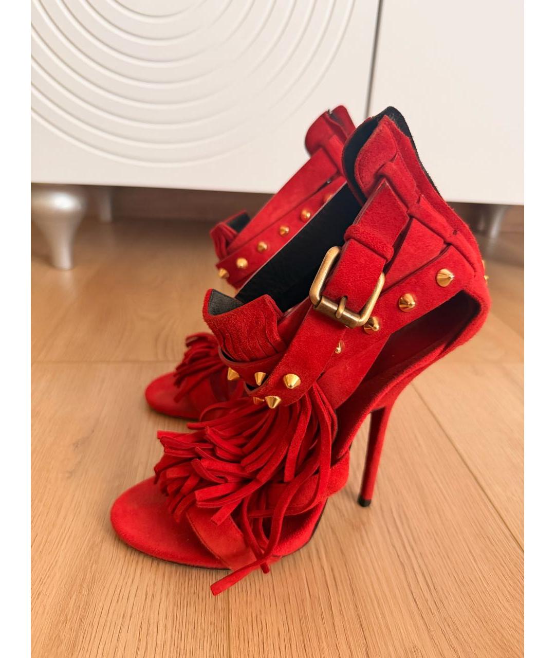 GIUSEPPE ZANOTTI DESIGN Красные замшевые босоножки, фото 6