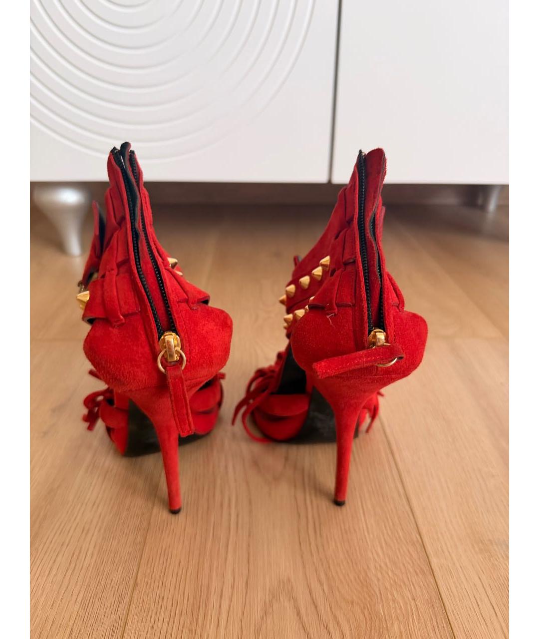 GIUSEPPE ZANOTTI DESIGN Красные замшевые босоножки, фото 4