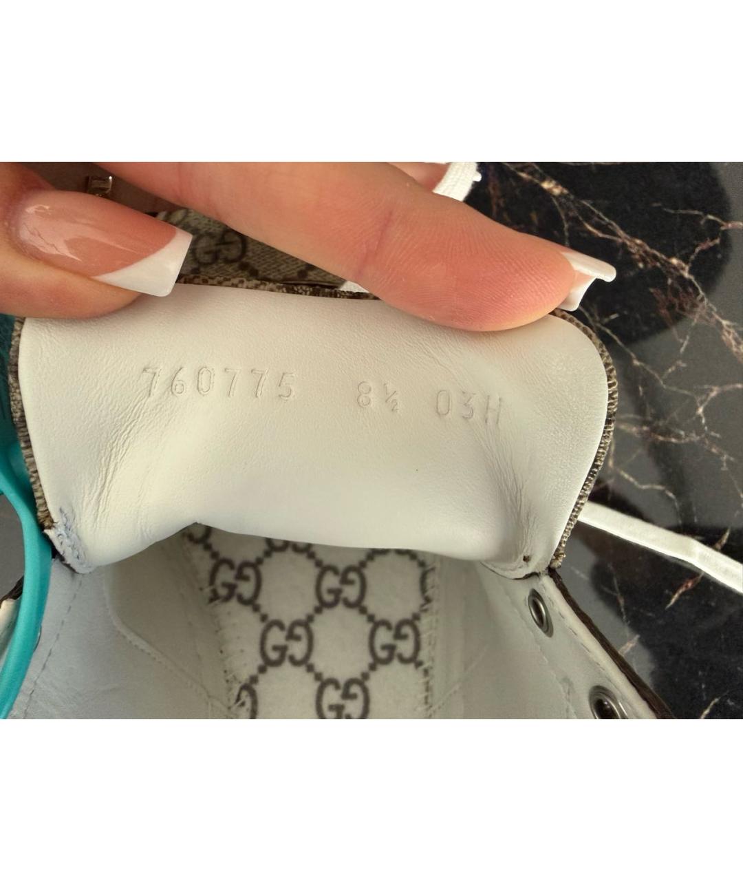 GUCCI Зеленые кожаные кеды, фото 5