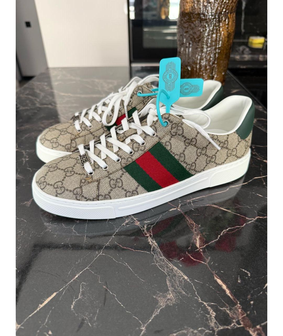 GUCCI Зеленые кожаные кеды, фото 7