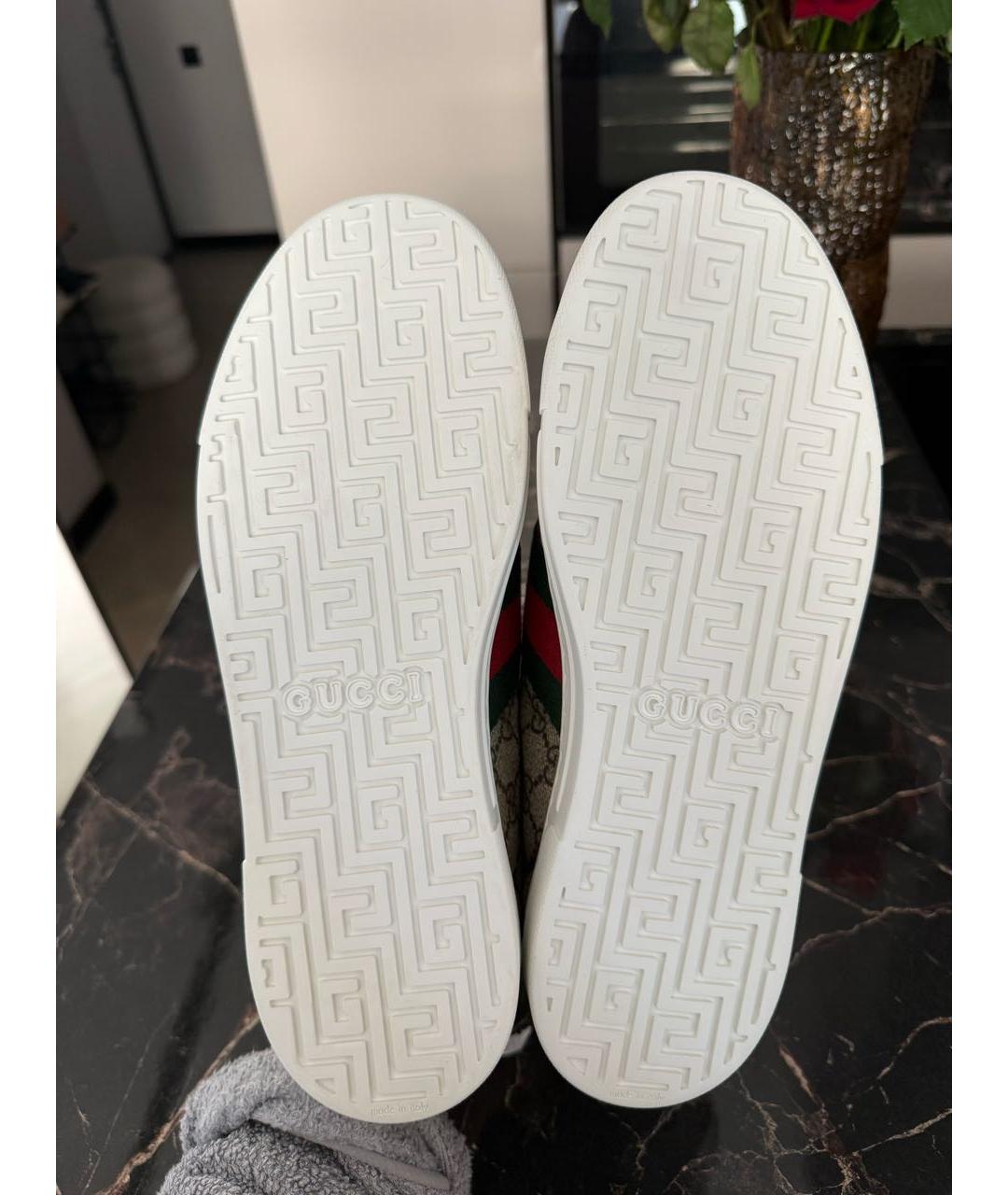 GUCCI Зеленые кожаные кеды, фото 4