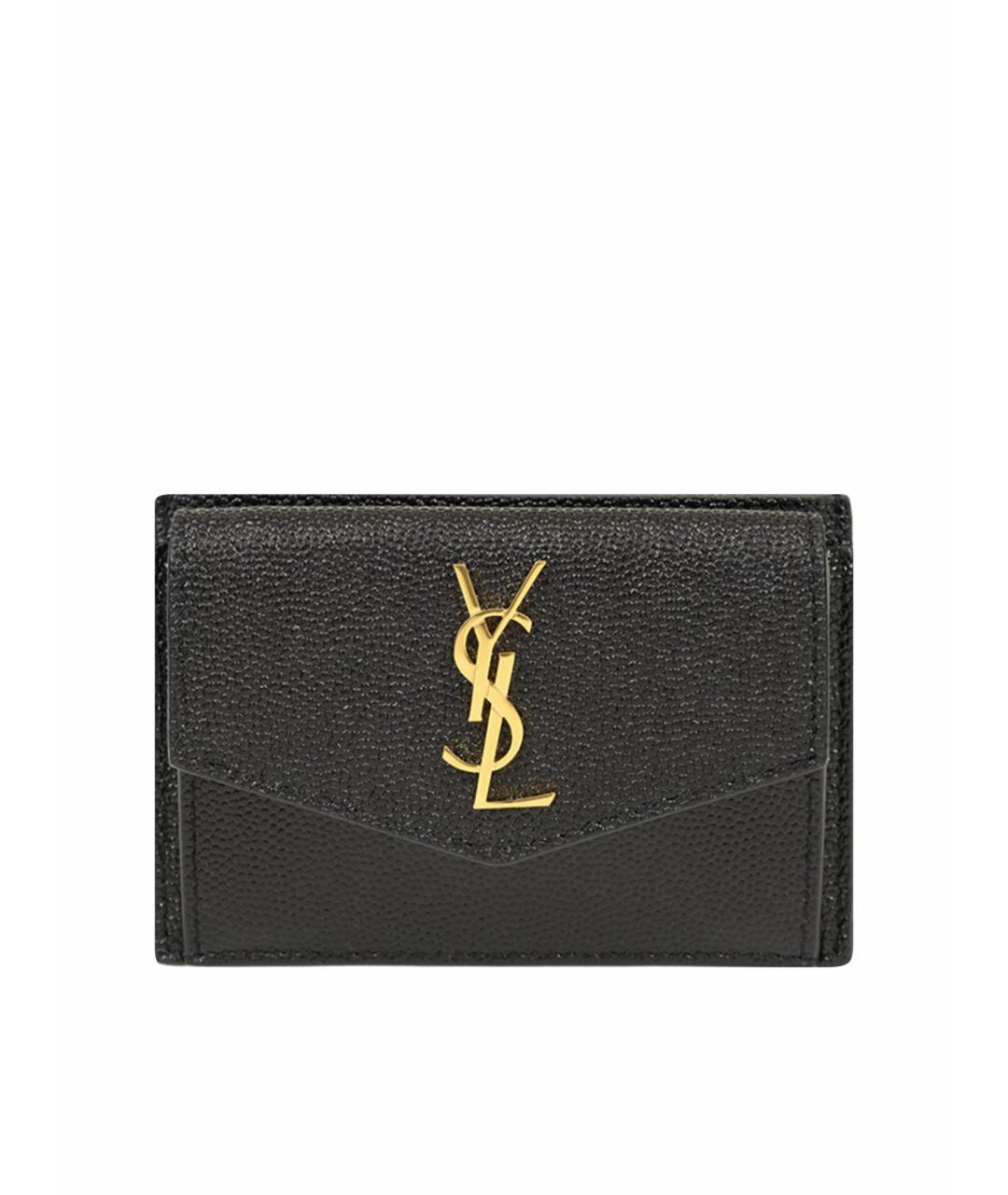 SAINT LAURENT Черный кожаный кардхолдер, фото 1
