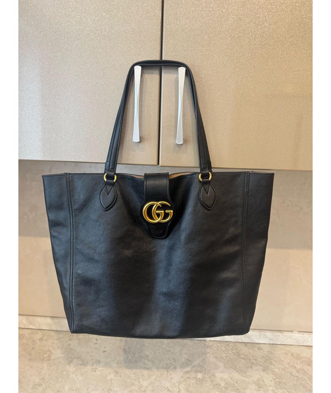 GUCCI Черная кожаная сумка тоут, фото 8
