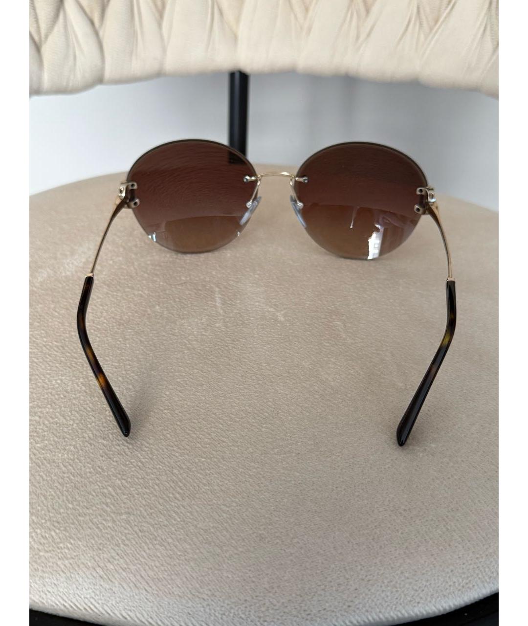 BVLGARI Золотые металлические солнцезащитные очки, фото 6