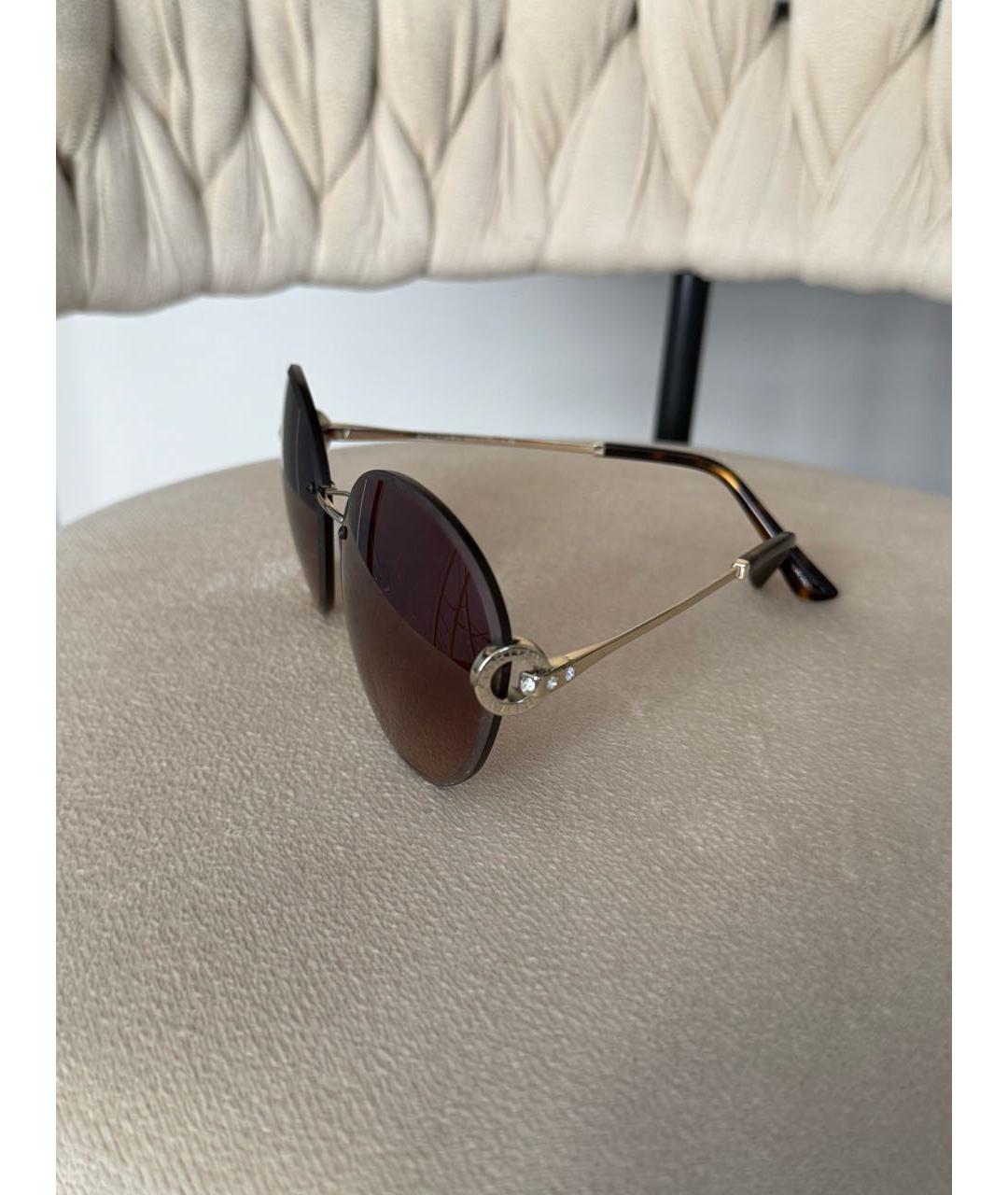 BVLGARI Золотые металлические солнцезащитные очки, фото 2