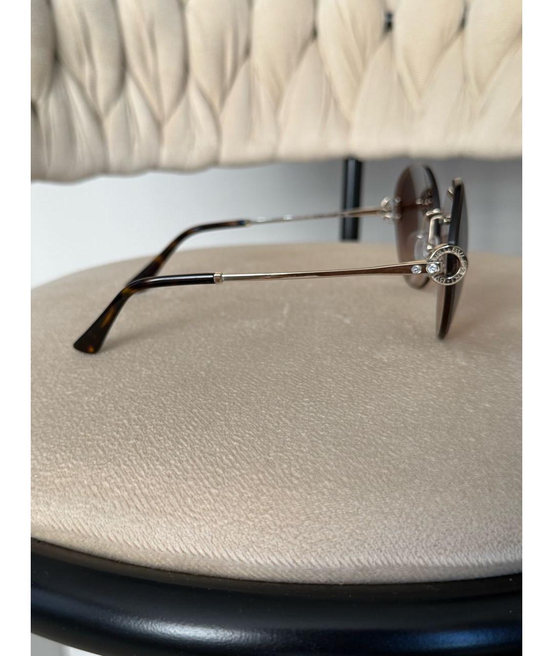 BVLGARI Золотые металлические солнцезащитные очки, фото 3
