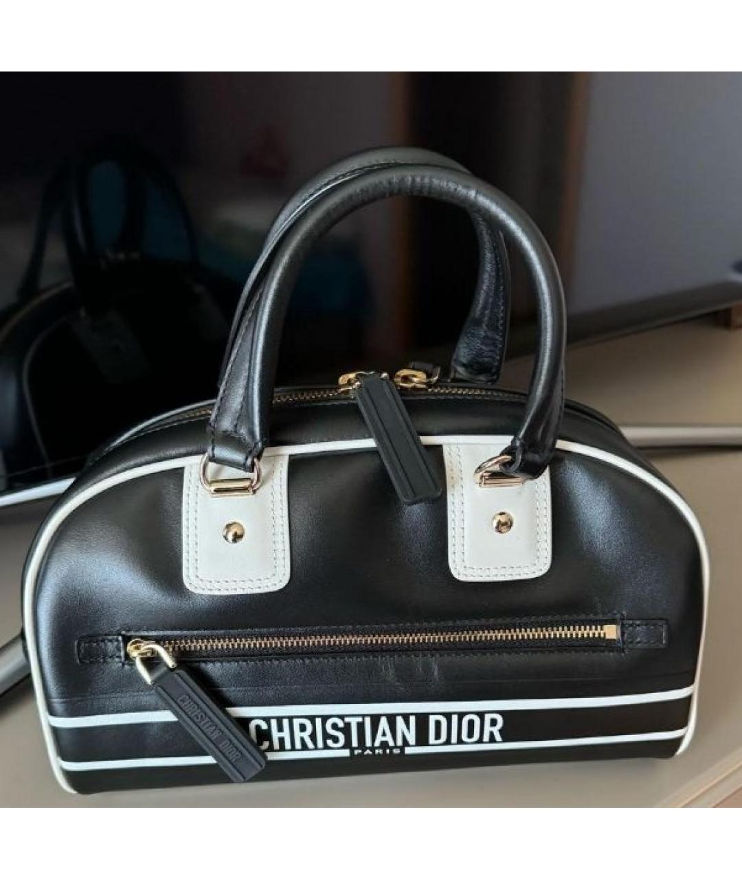 CHRISTIAN DIOR Черная кожаная сумка с короткими ручками, фото 6