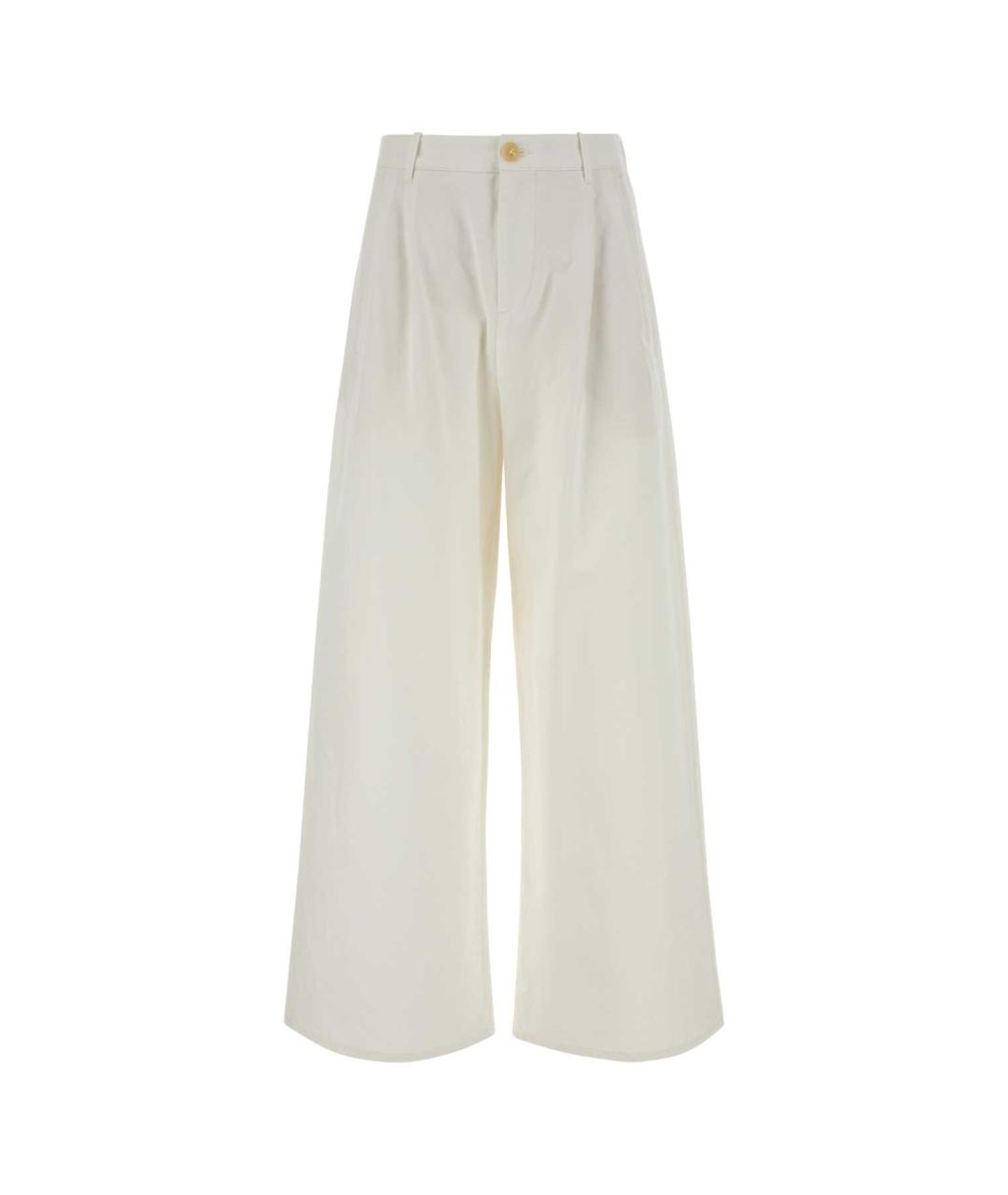 JIL SANDER Белые хлопковые прямые брюки, фото 1
