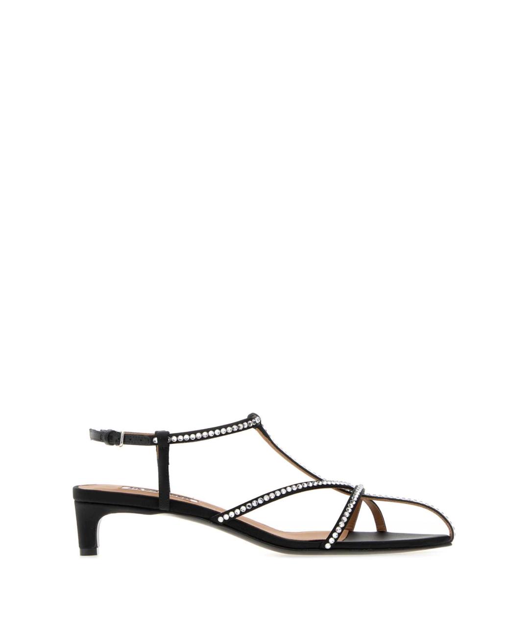 JIL SANDER Черные кожаные босоножки, фото 2