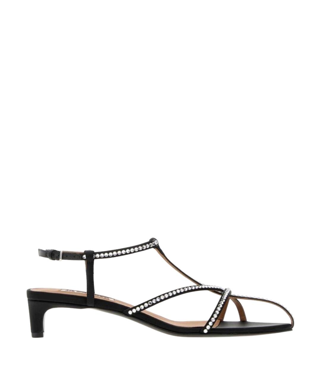 JIL SANDER Черные кожаные босоножки, фото 3