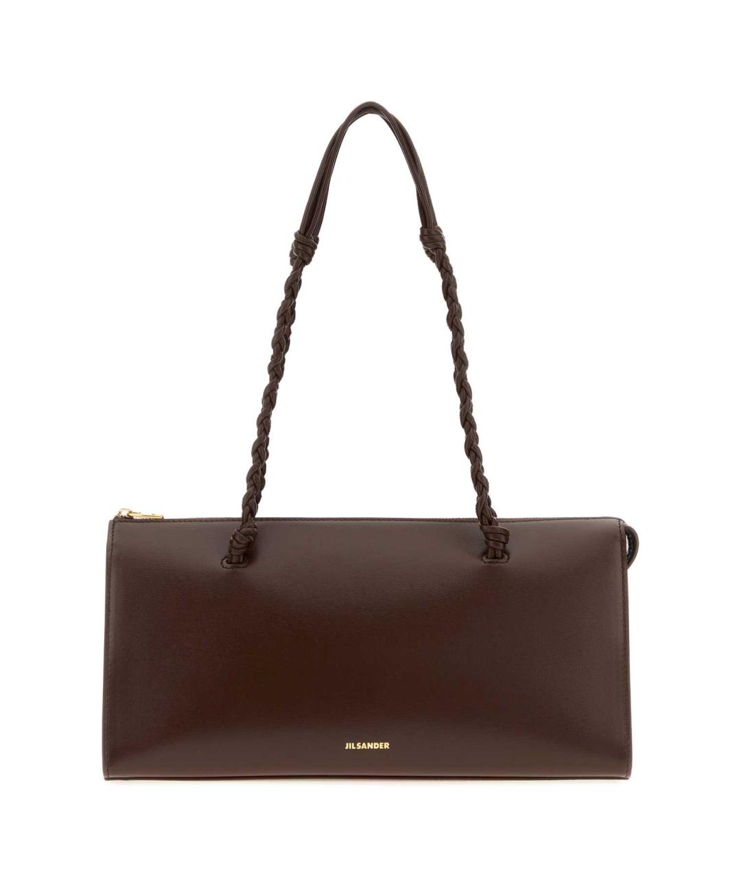 JIL SANDER Коричневая кожаная сумка с короткими ручками, фото 1