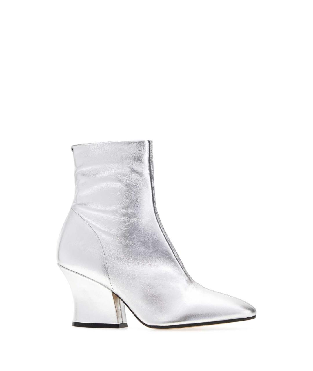 JIL SANDER Серебряные кожаные ботильоны, фото 2