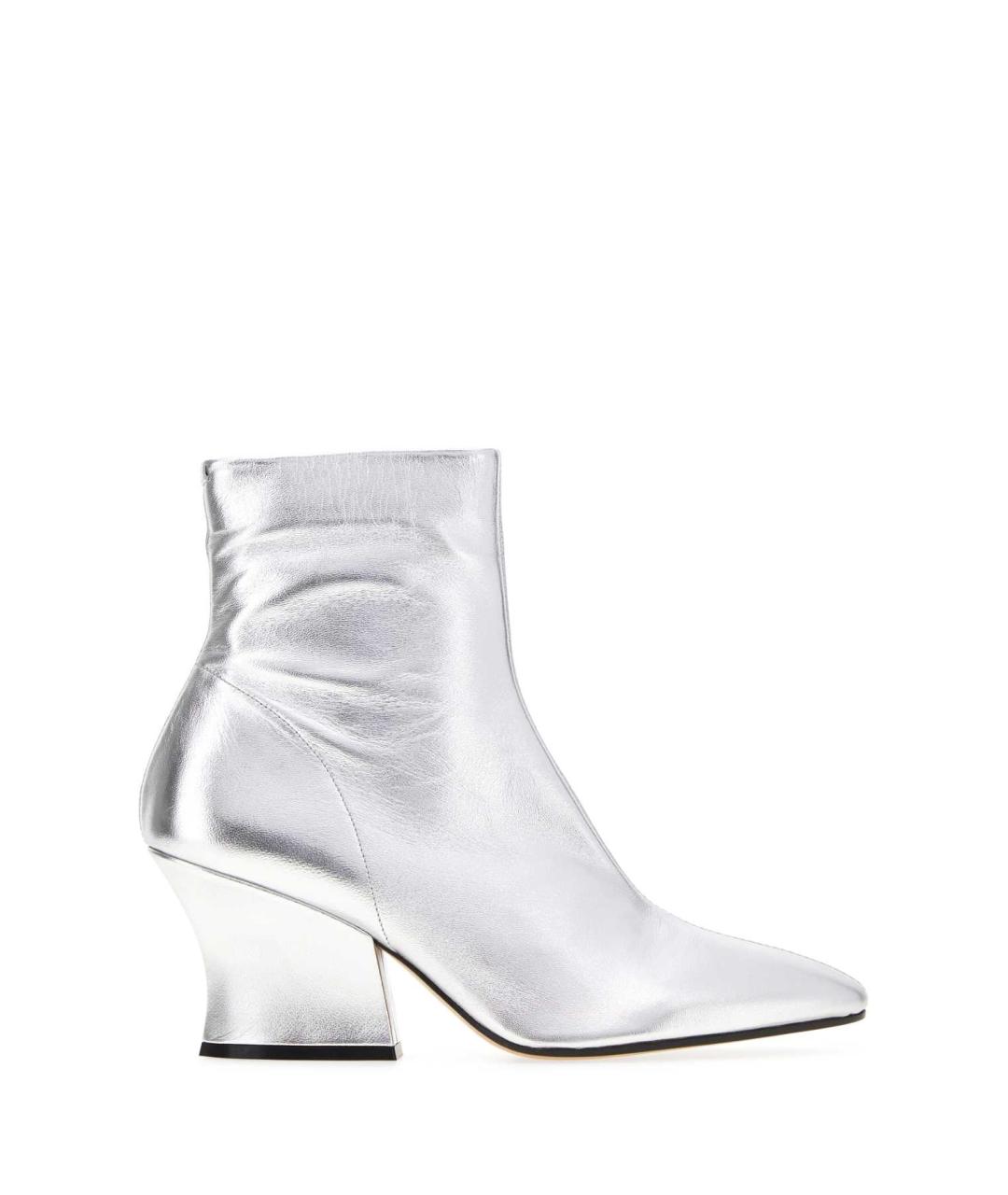 JIL SANDER Серебряные кожаные ботильоны, фото 1