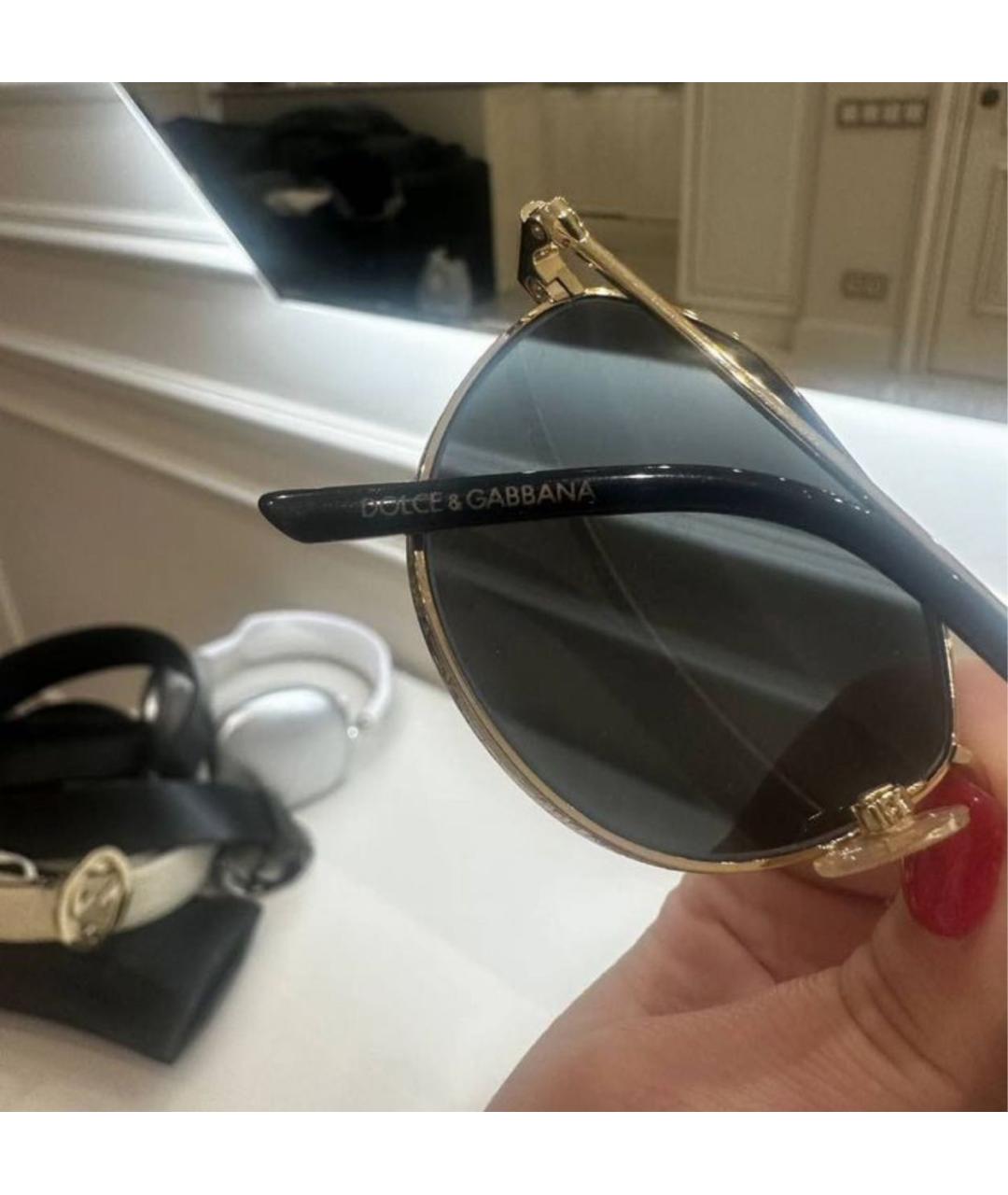 DOLCE&GABBANA Черные металлические солнцезащитные очки, фото 3