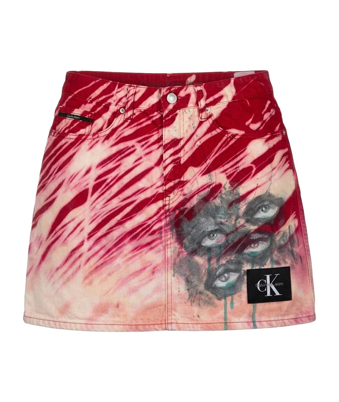 CALVIN KLEIN Красная деним юбка мини, фото 1