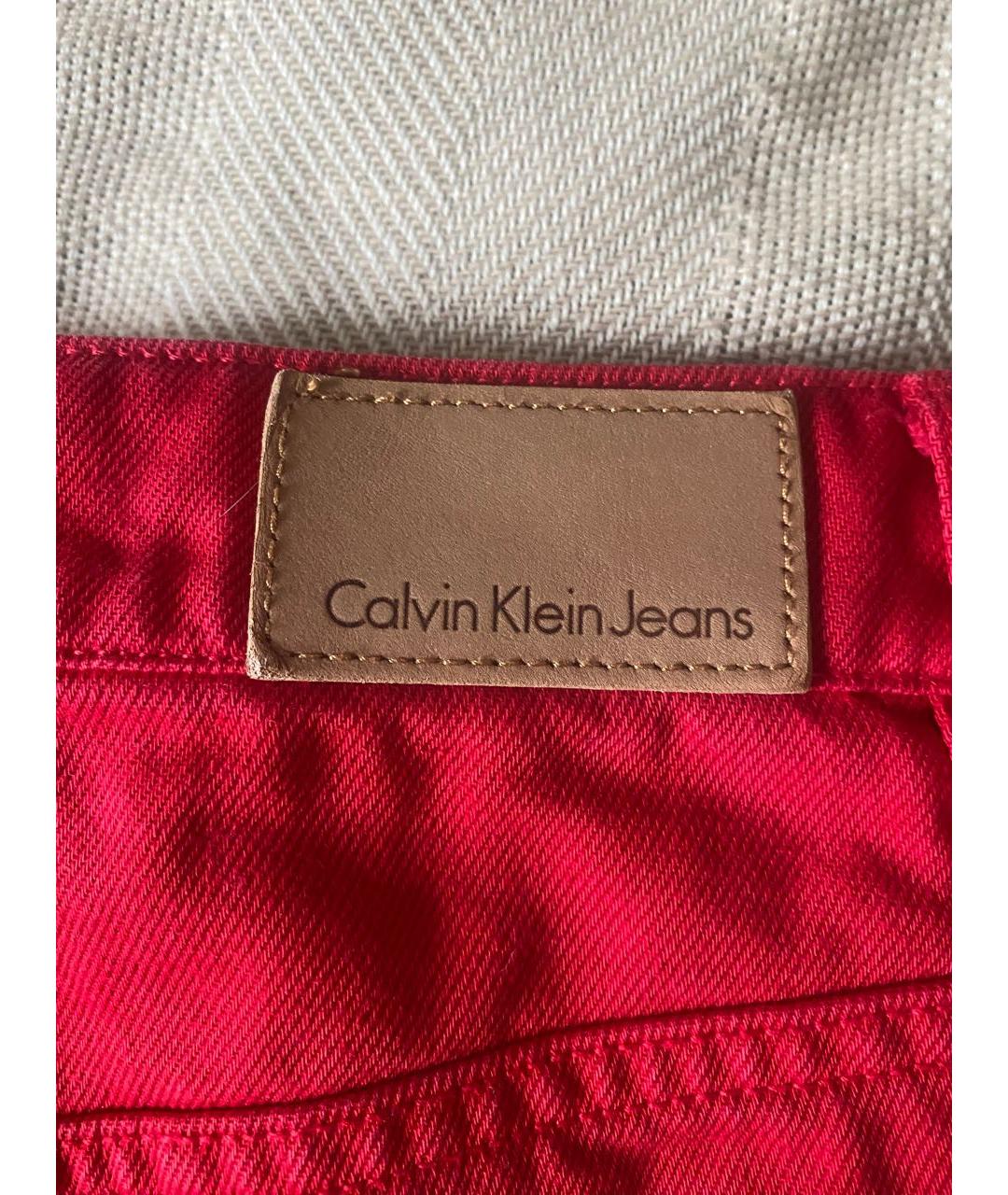 CALVIN KLEIN Красная деним юбка мини, фото 6