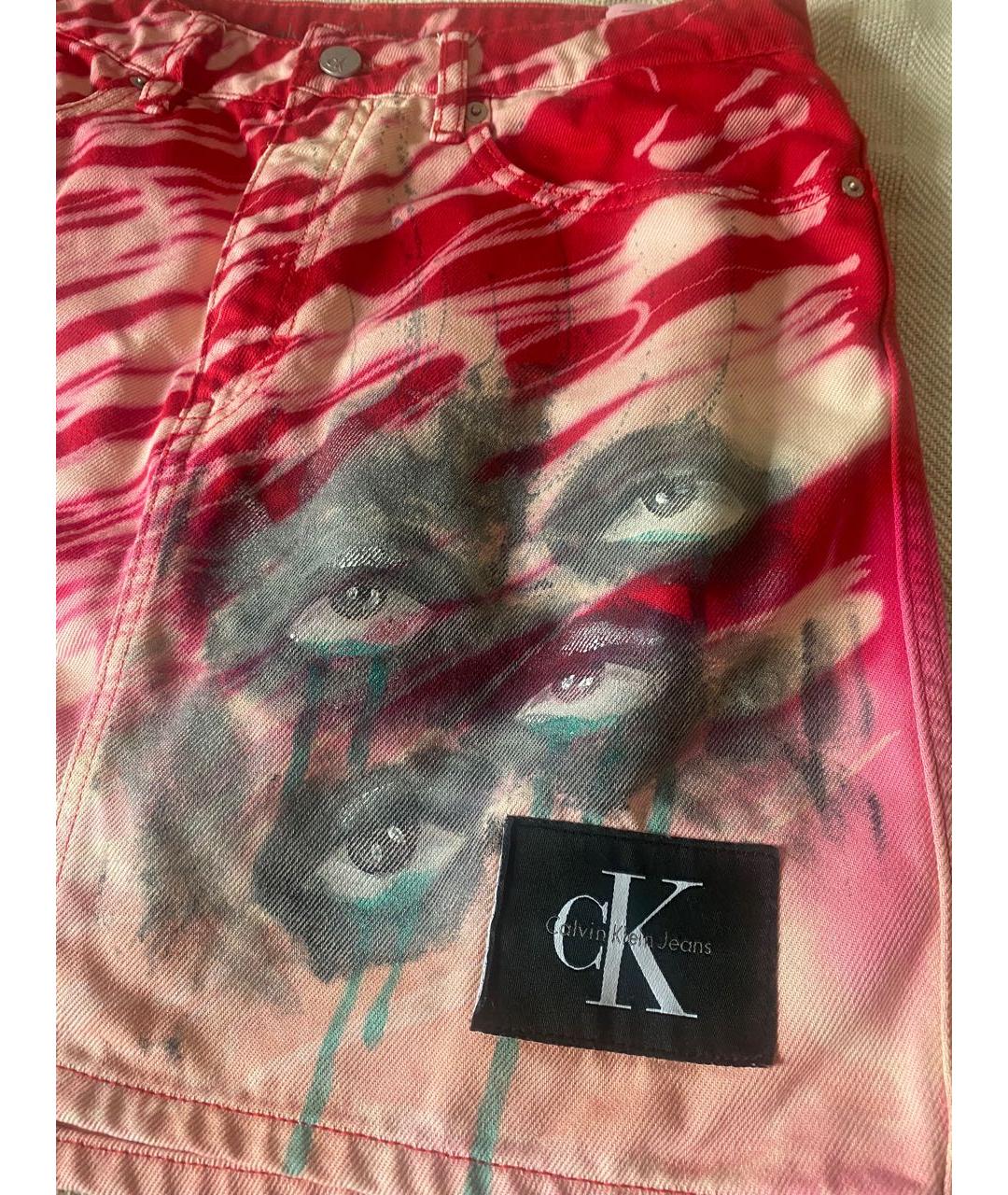 CALVIN KLEIN Красная деним юбка мини, фото 3