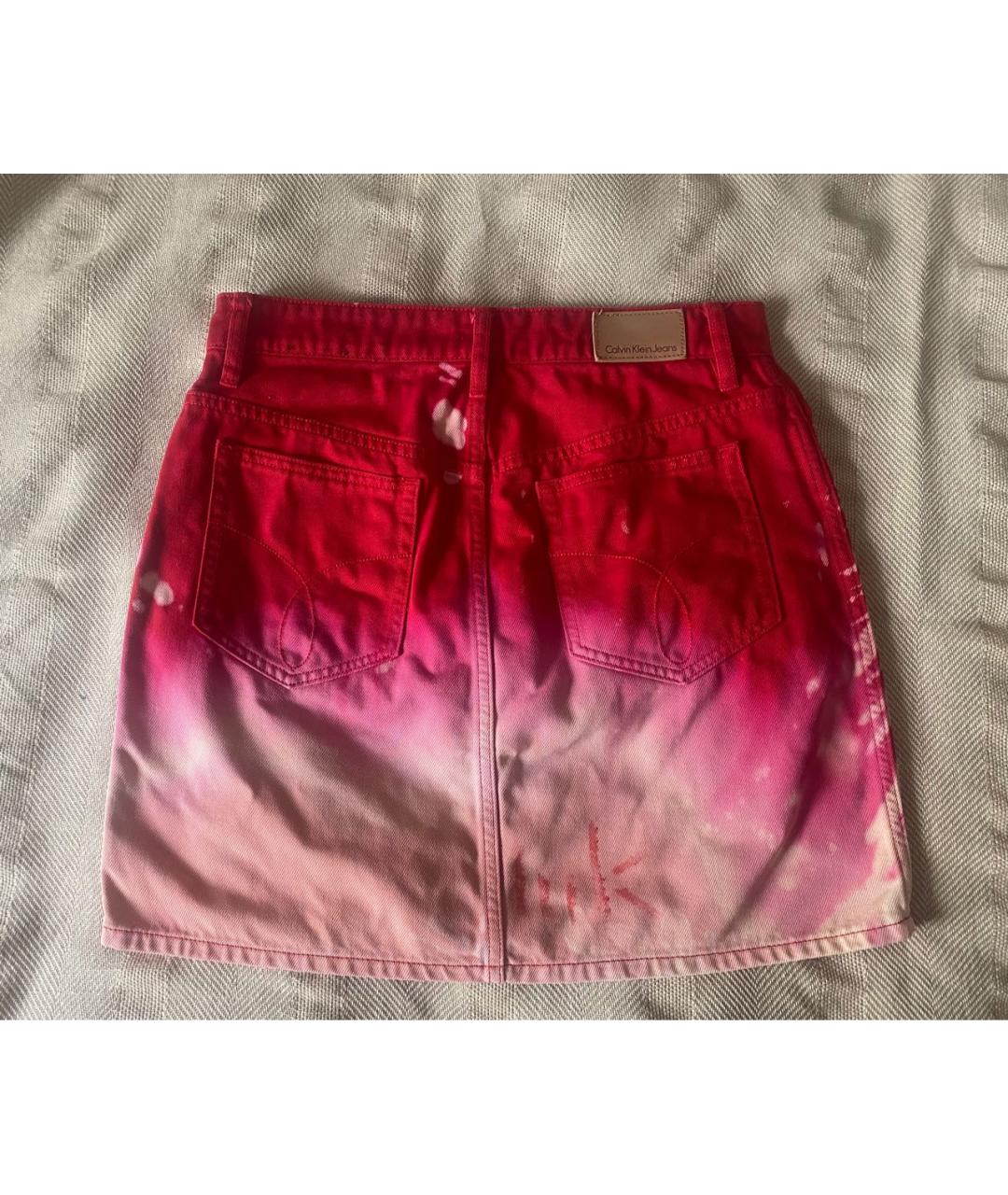 CALVIN KLEIN Красная деним юбка мини, фото 2