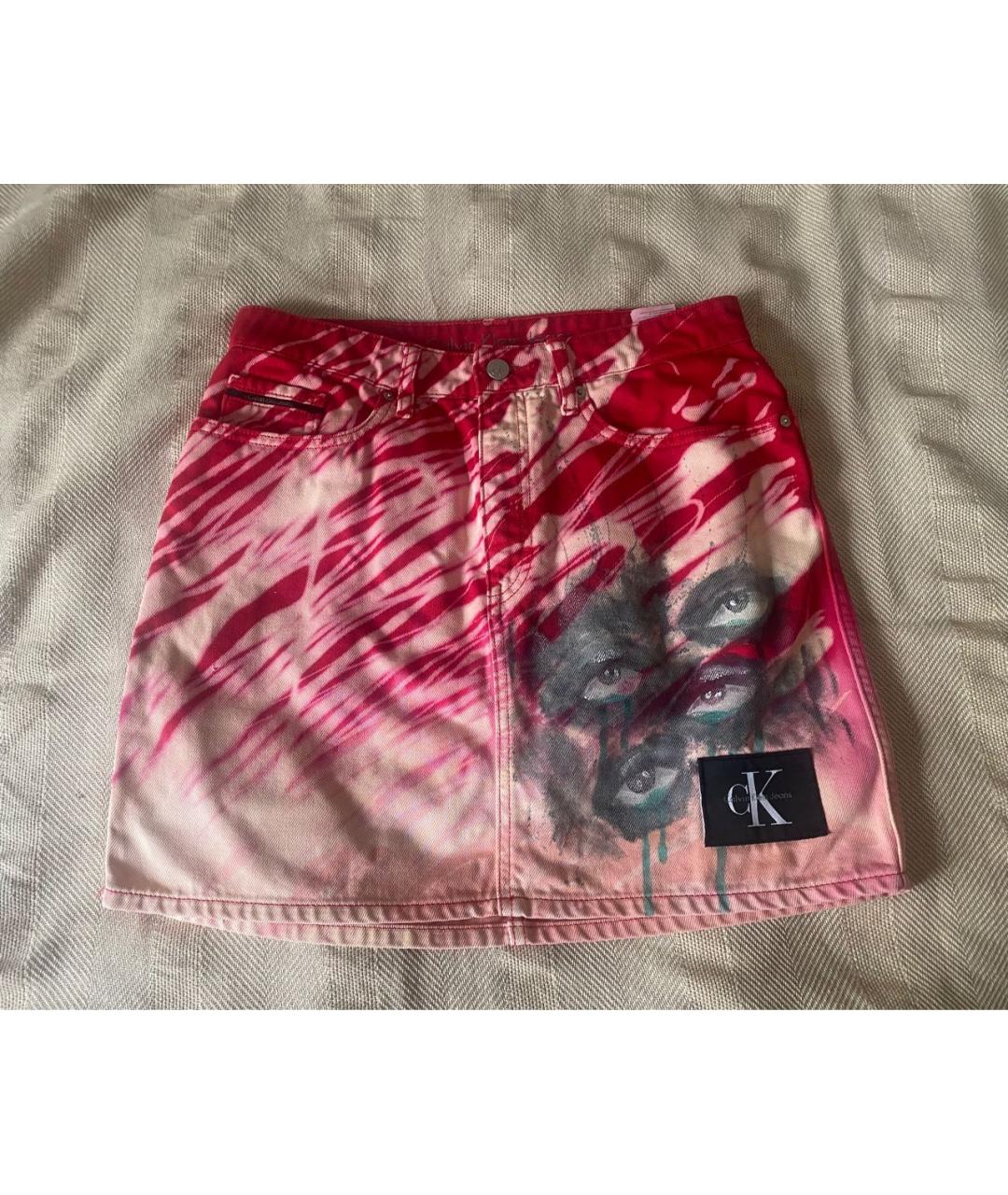 CALVIN KLEIN Красная деним юбка мини, фото 9
