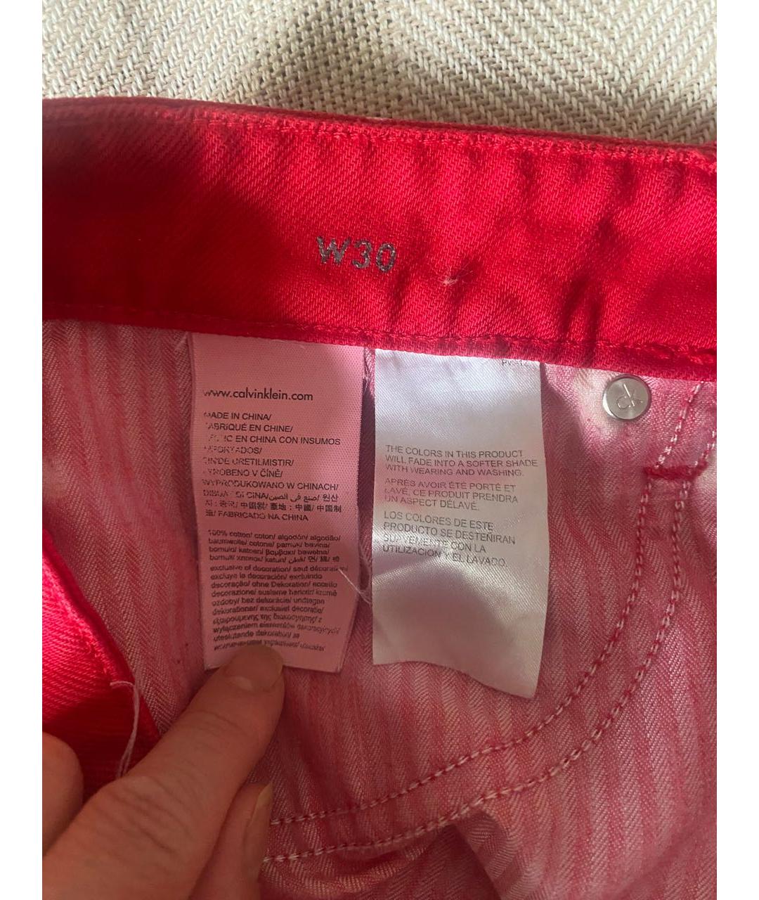 CALVIN KLEIN Красная деним юбка мини, фото 8