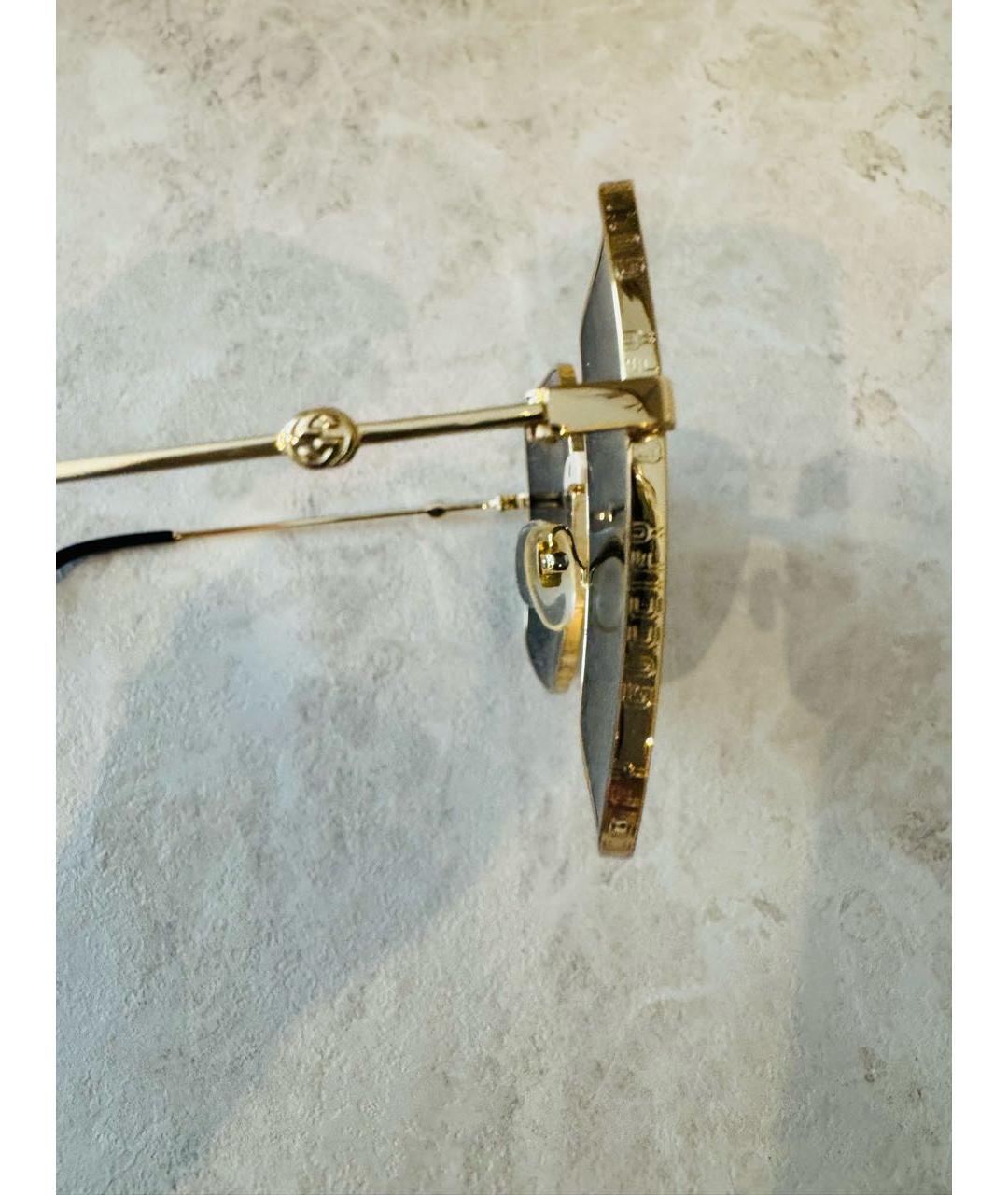 GUCCI Золотые металлические солнцезащитные очки, фото 2