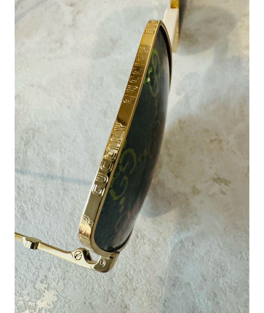 GUCCI Золотые металлические солнцезащитные очки, фото 6