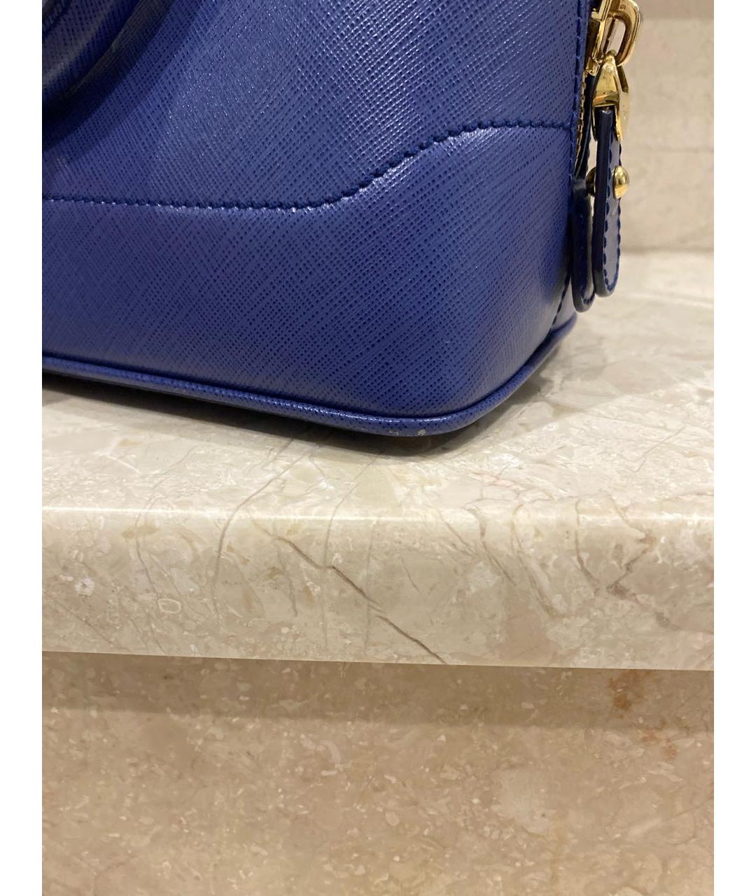 FERRAGAMO Синяя кожаная сумка с короткими ручками, фото 8