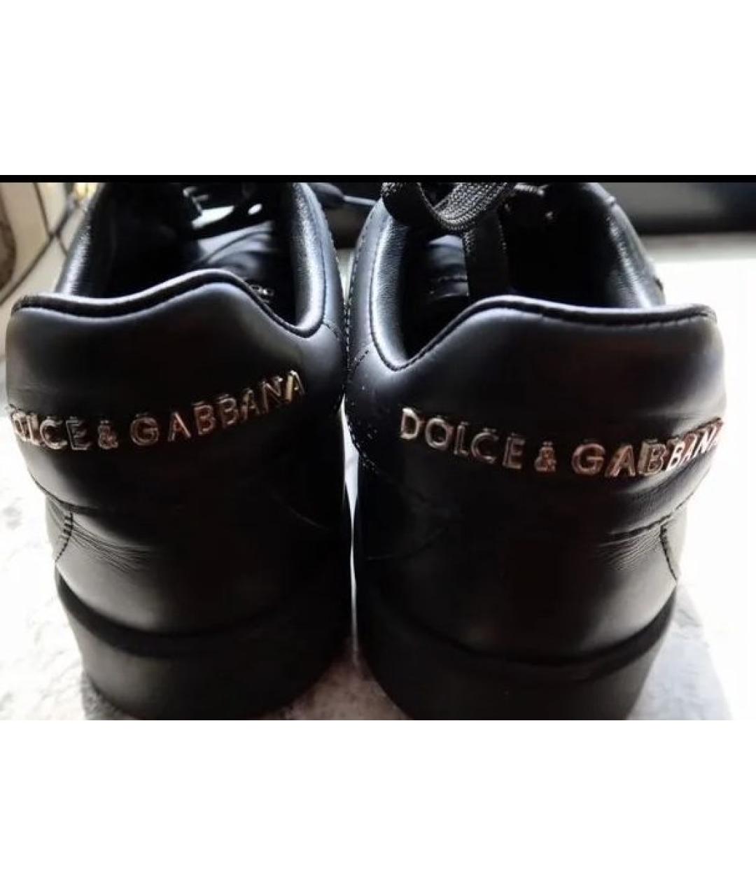 DOLCE&GABBANA Черные кожаные кеды, фото 6