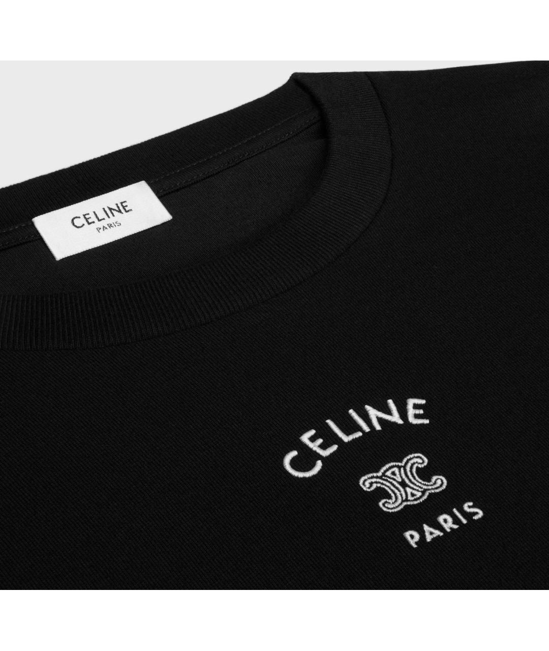 CELINE Черная хлопковая футболка, фото 3