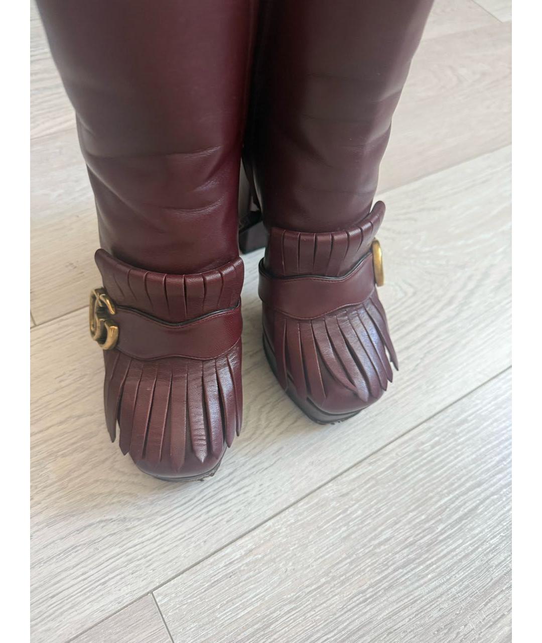 GUCCI Бордовые кожаные ботильоны, фото 5