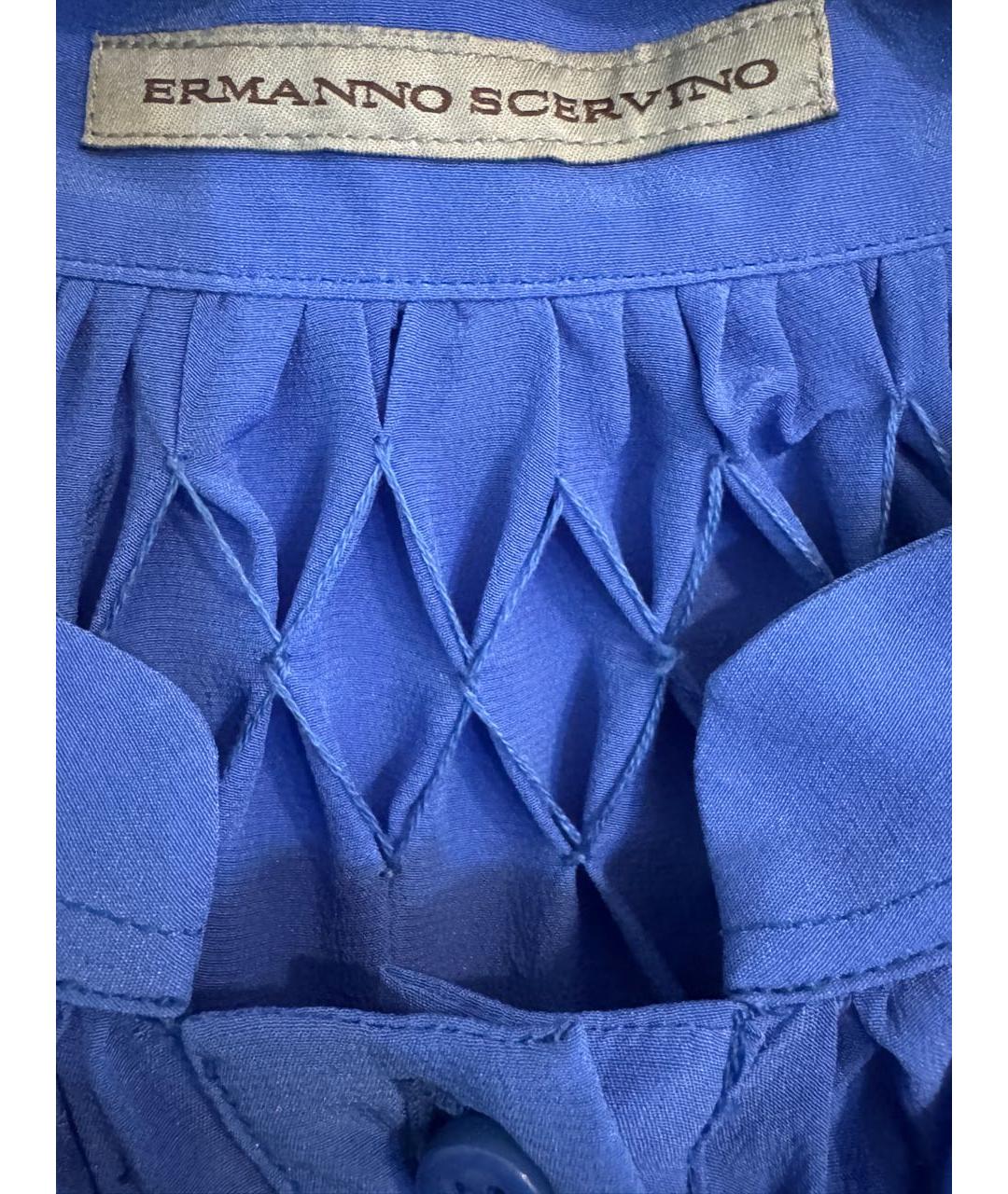ERMANNO SCERVINO Синее шелковое повседневное платье, фото 4